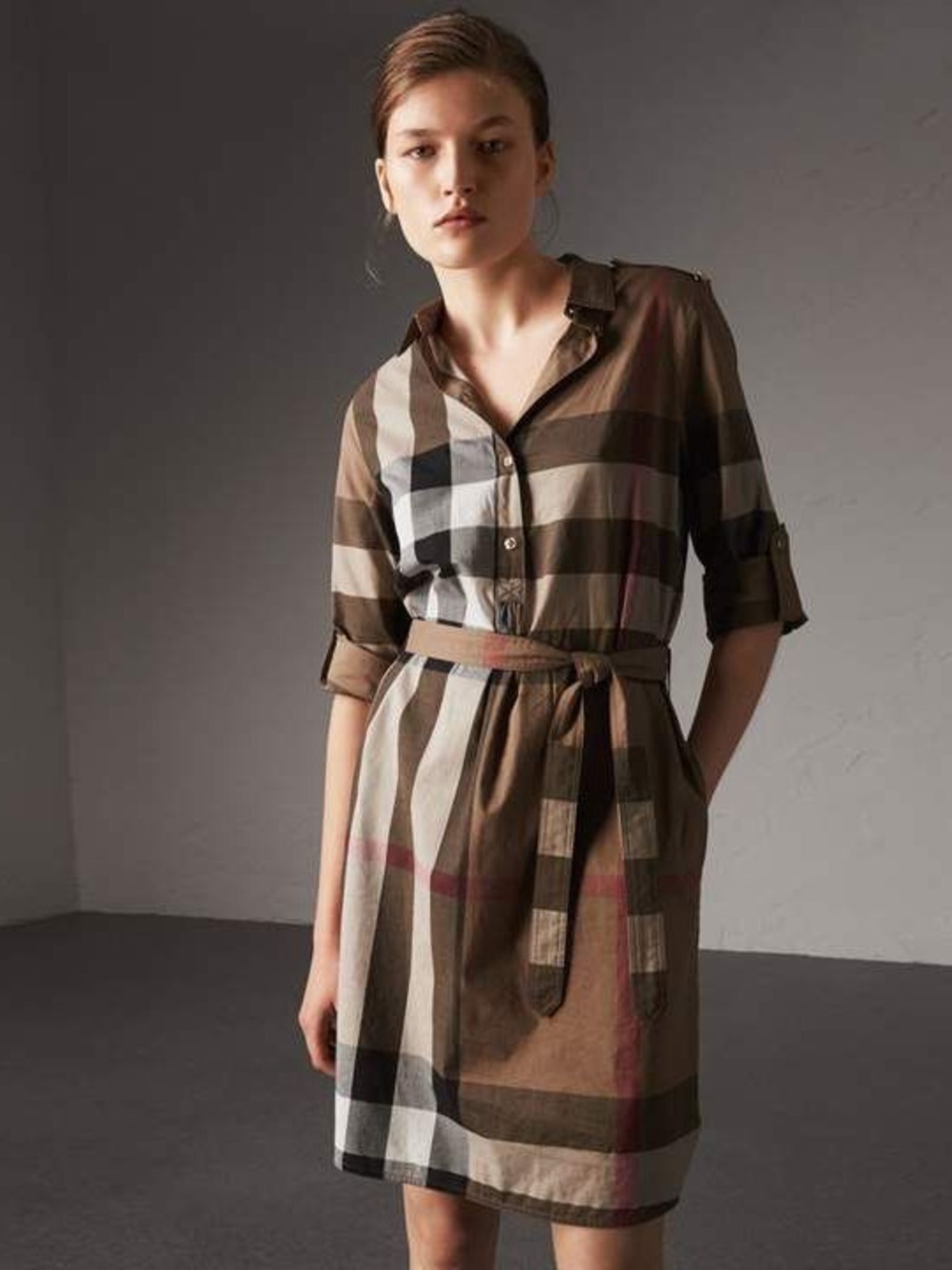 Burberry Brown Plaid Shirt Dress